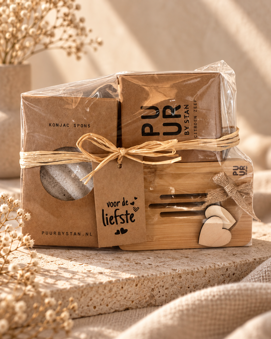 deluxe cadeau konjac bamboe travertin staand